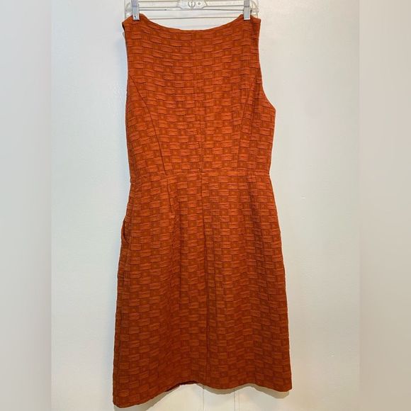 Anthropologie Tabitha Basket Weave‎ Dress Size 8 Brown Orange Sheath Sleeveless - Picture 5 of 9